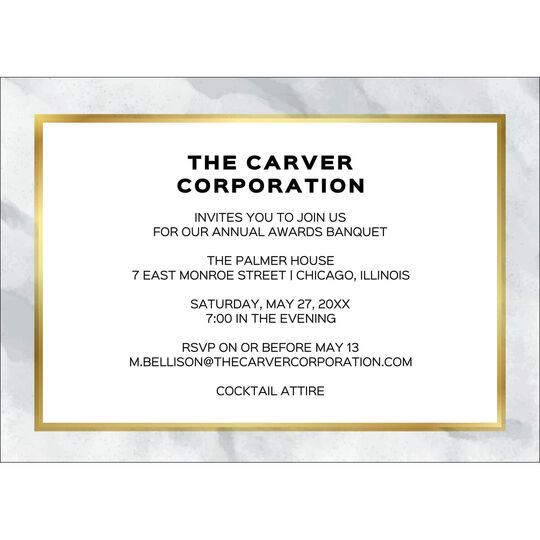 Marble and Faux Gold Border Invitations